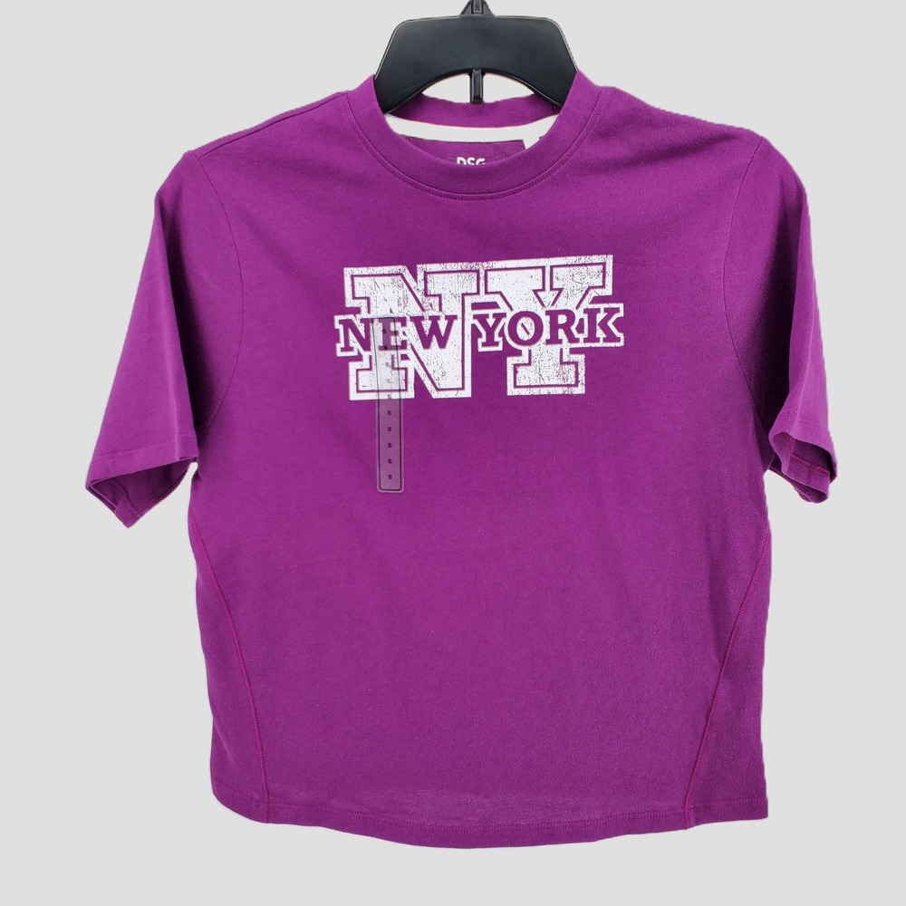 DSG Girls Small New York Graphic 100% Cotton Tee Shirt Top Vibrant Violet Purple